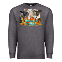 Charcoal Heather pumpkin season with baby sheeps and goat Premium Sweatshirt - LillyAllenDesigns