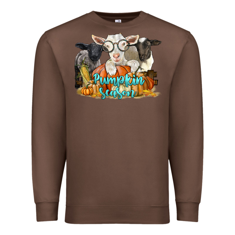 Pumpkin Season With Baby Sheeps And Goat Premium Sweatshirt by LillyAllenDesigns | Teevron