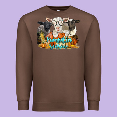 Pumpkin Season With Baby Sheeps And Goat Premium Sweatshirt Designed By Lillyallendesigns