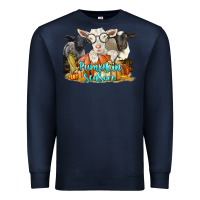 Navy pumpkin season with baby sheeps and goat Premium Sweatshirt - LillyAllenDesigns