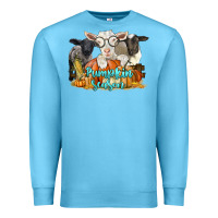 Ocean Blue pumpkin season with baby sheeps and goat Premium Sweatshirt - LillyAllenDesigns