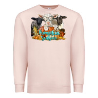 Pale Pink pumpkin season with baby sheeps and goat Premium Sweatshirt - LillyAllenDesigns