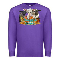 Purple pumpkin season with baby sheeps and goat Premium Sweatshirt - LillyAllenDesigns