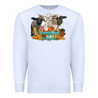 White pumpkin season with baby sheeps and goat Premium Sweatshirt - LillyAllenDesigns