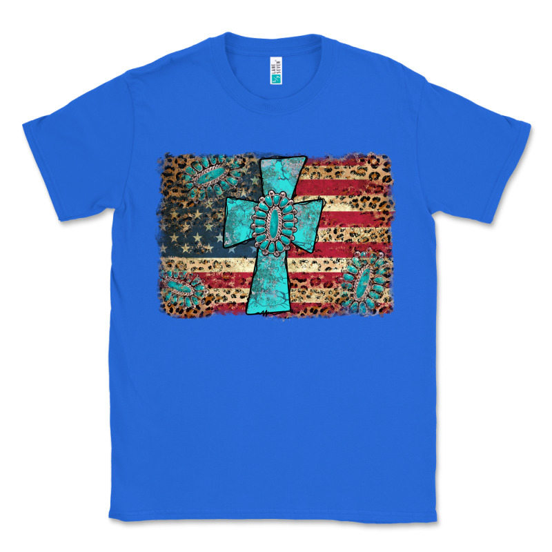Flag And Turquoise Cross Classic Tee by AdoDesignShop | Teevron