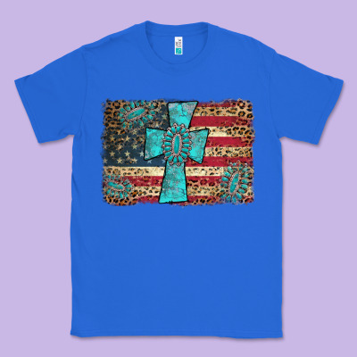 Flag And Turquoise Cross Classic Tee Designed By Adodesignshop