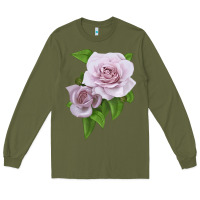 Army Green Silver Lining Rose Long Sleeve Tee - LillyAllenDesigns