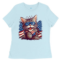 Baby Blue cat4 Ladies Tee - Unal Design