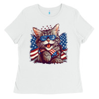 White cat4 Ladies Tee - Unal Design