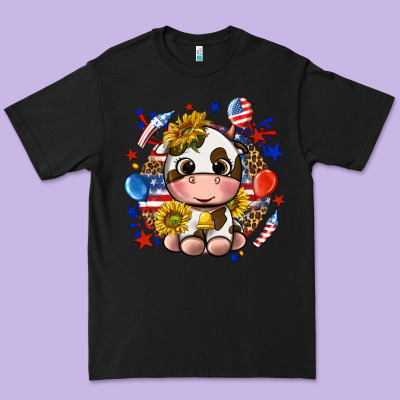 Premium Tee cute cow fourth of july