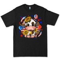 Black cute cow fourth of july Premium Tee - texasbilliewilder