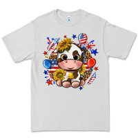 Dove Grey cute cow fourth of july Premium Tee - texasbilliewilder