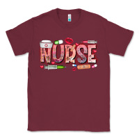 Burgundy Nurse Valentine Classic Tee - CowhideDigitalArt