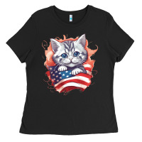 Black cat6 Ladies Tee - Unal Design