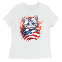 White cat6 Ladies Tee - Unal Design
