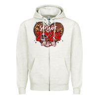 Oatmeal Heather senior 2024 mom football Zipper Hoodie - MaliasSmallBusiness