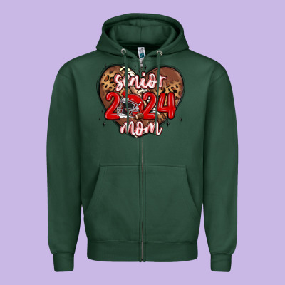 Senior 2024 Mom Football Zipper Hoodie Designed By Maliassmallbusiness