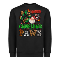 Black merry christmas paws with santa Heavyweight Sweatshirt - AdoDesignShop