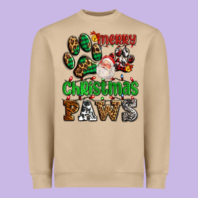 Merry Christmas Paws With Santa Heavyweight Sweatshirt Designed By Adodesignshop