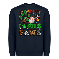 Navy merry christmas paws with santa Heavyweight Sweatshirt - AdoDesignShop