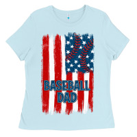 Baby Blue baseball dad american flag Ladies Tee - JahusDesignShop