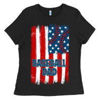 Black baseball dad american flag Ladies Tee - JahusDesignShop