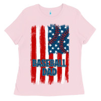 Bubblegum Pink baseball dad american flag Ladies Tee - JahusDesignShop
