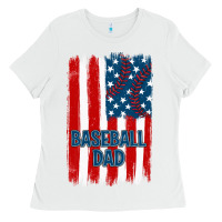 Baseball Dad American Flag Ladies Tee | Teevron