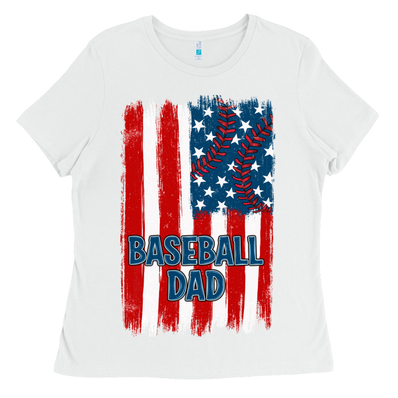 Baseball Dad American Flag Ladies Tee by JahusDesignShop | Teevron