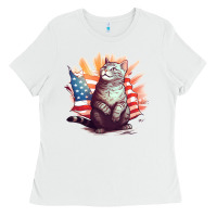 White cat8 Ladies Tee - Unal Design
