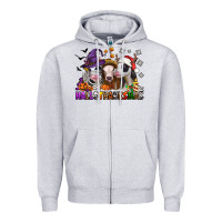 Heather Grey Happy Hallothanksmas heifers Zipper Hoodie - NancyCooperArtShop