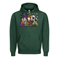 Sports Green Happy Hallothanksmas heifers Zipper Hoodie - NancyCooperArtShop