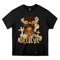 Black believe praying afro messy bun Heavy Core Tee - texasbilliewilder