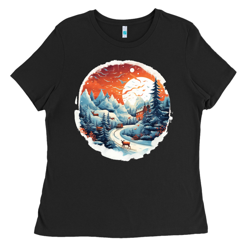 Deer Snow House Design Ladies Tee by Unal Design | Teevron