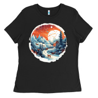 Black deer snow house design Ladies Tee - Unal Design