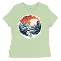 Matcha deer snow house design Ladies Tee - Unal Design