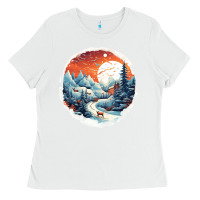 White deer snow house design Ladies Tee - Unal Design