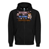 Black raising my husband is exhausting Zipper Hoodie - MaliasSmallBusiness