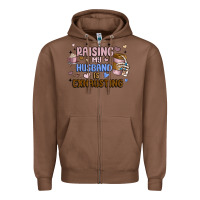 Chestnut raising my husband is exhausting Zipper Hoodie - MaliasSmallBusiness