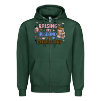Sports Green raising my husband is exhausting Zipper Hoodie - MaliasSmallBusiness