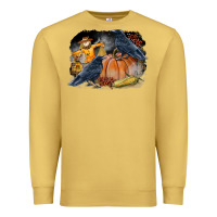 Antique Gold Fall Background With Crow Premium Sweatshirt - LillyAllenDesigns