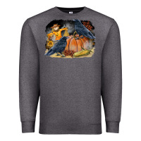 Charcoal Heather Fall Background With Crow Premium Sweatshirt - LillyAllenDesigns