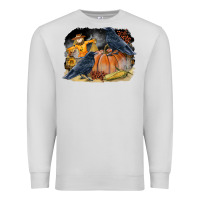 Dove Grey Fall Background With Crow Premium Sweatshirt - LillyAllenDesigns
