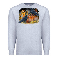Heather Grey Fall Background With Crow Premium Sweatshirt - LillyAllenDesigns