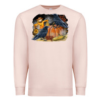 Pale Pink Fall Background With Crow Premium Sweatshirt - LillyAllenDesigns