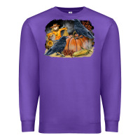 Purple Fall Background With Crow Premium Sweatshirt - LillyAllenDesigns