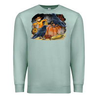 Seafoam Fall Background With Crow Premium Sweatshirt - LillyAllenDesigns