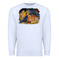 White Fall Background With Crow Premium Sweatshirt - LillyAllenDesigns