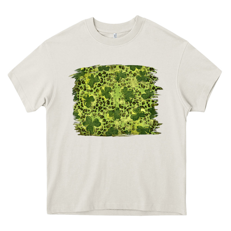 St Patrick's Day Shamrock Leopard Background Heavy Core Tee by RanaPortraitStore | Teevron