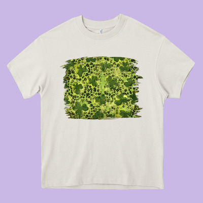 Heavy Core Tee st patrick's day shamrock leopard background